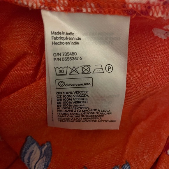 Adorable H&M long sleeve viscose orange floral print top - back buttons up, 10 - Picture 8 of 8